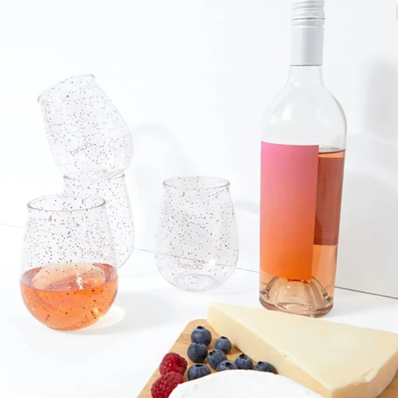 ban.do Dining Bando Stemless Wine Glasses Set Of 4 Glitter Infused